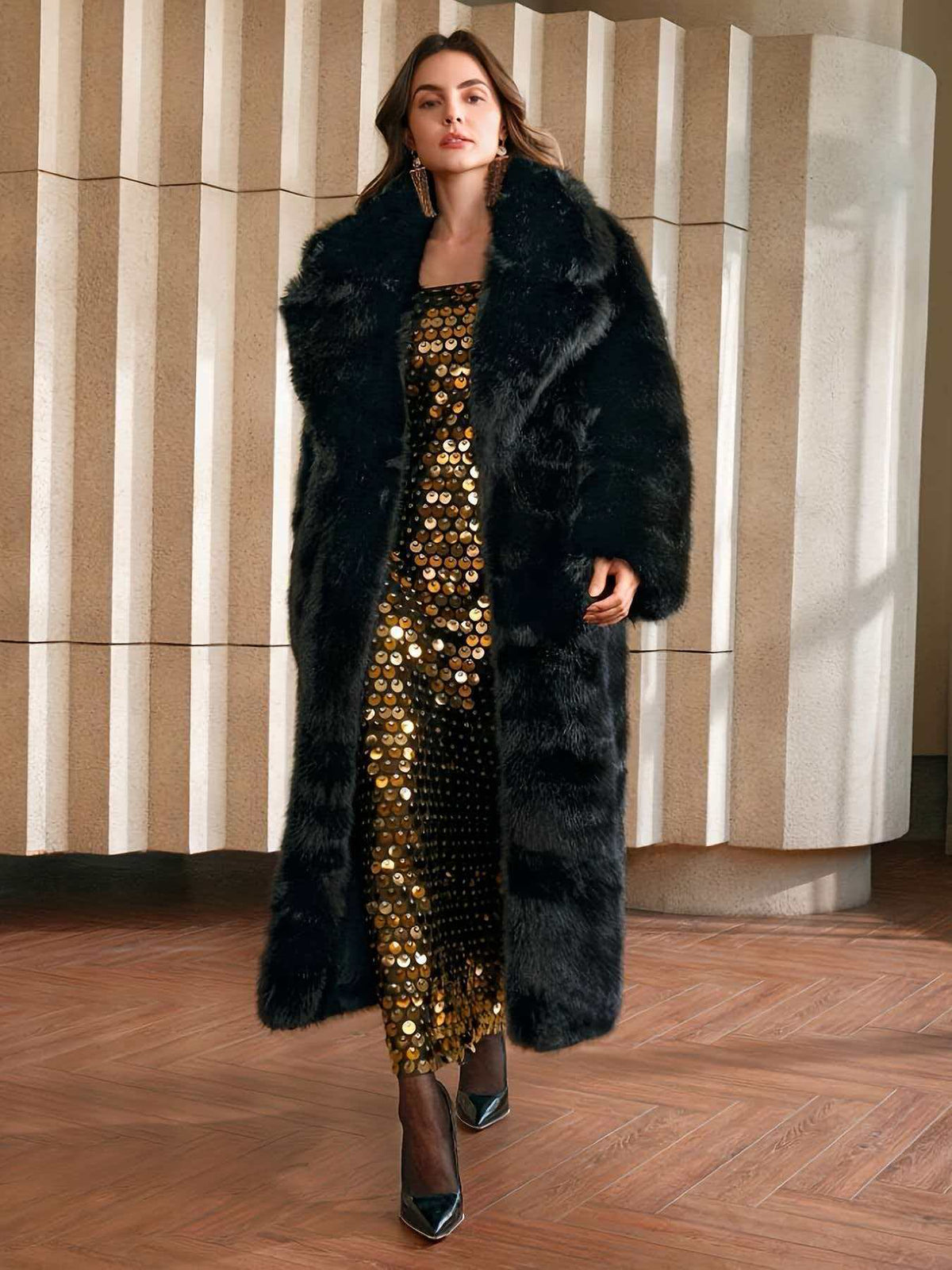 Veloura Plus Size Fur Coat